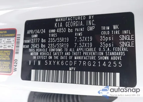 2024 Kia Sportage X-Line из США, поврежденный, VIN 5XYK6CDF7RG214255